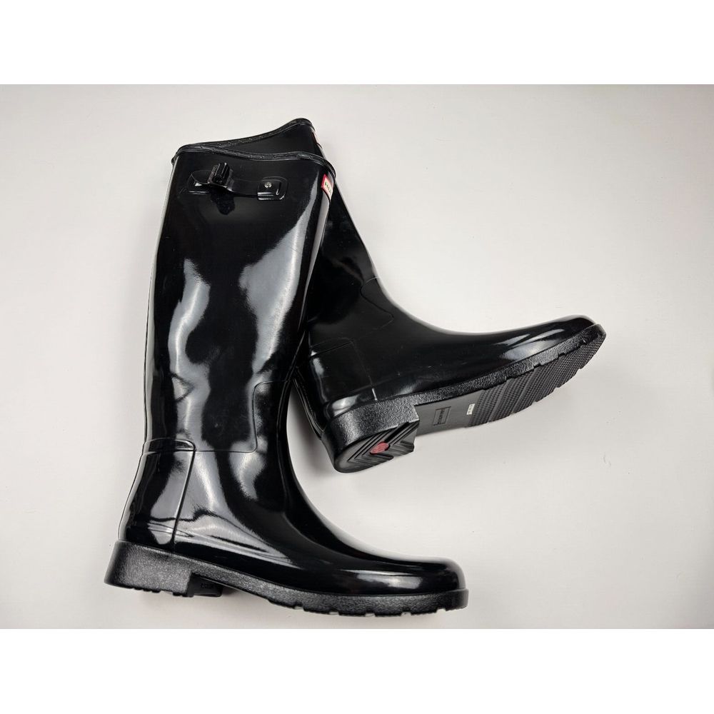 Hunter Original Tall Gloss Rain Boots Women 10 Nwob Black Rubber Waterproof